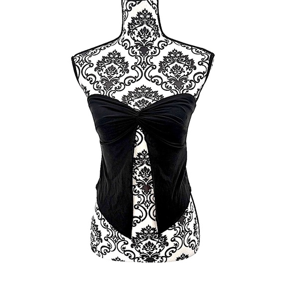 Edikted Black Twist Front Strapless Tube Top Small NWT Y2K Clubwear Streetwear - Picture 2 of 12
